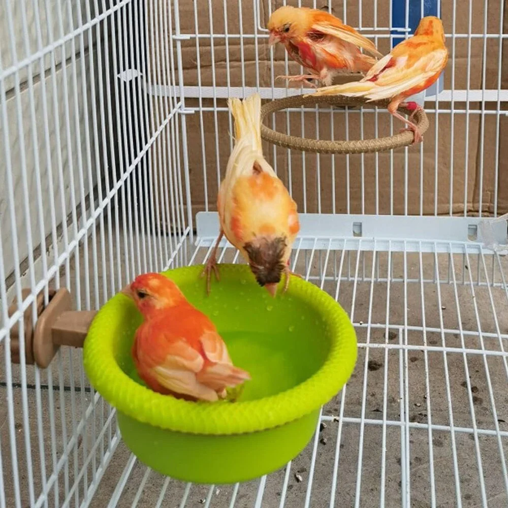 Multi-Function Caged Bird Bath Bird Cage Parrot Supplies Bathing Tub for Canary